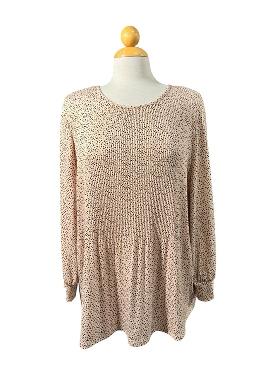 Adrianna Papell Tops - Adrianna Papell Peach Printed Long Sleeve Blouse